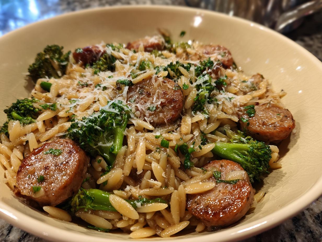 Amazing 1-Pan Sausage Broccoli Orzo 6 Chicken Sausage Broccoli Orzo Recipe - detail 2