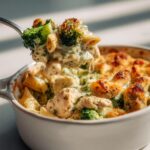Creamy Pesto Chicken and Broccoli Pasta Bake