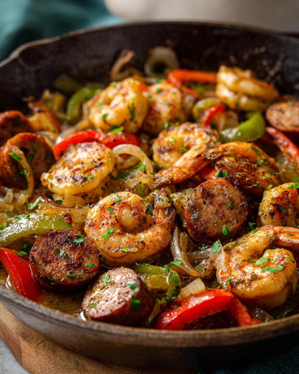 Easy Keto Shrimp and Sausage Skillet for Dinner - detail 1