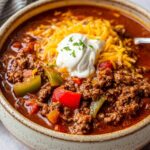 High Protein Stuffed Pepper Soup with Beef