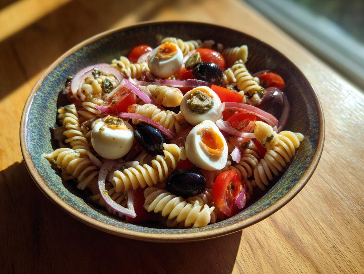 Spooky Pasta Salad with Mozzarella Eyeballs - detail 3