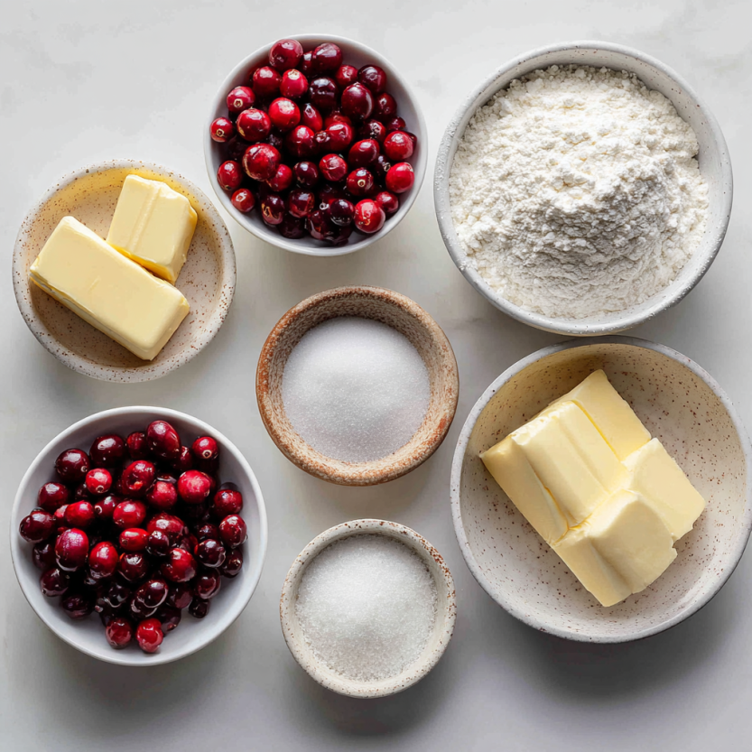 Amazing Moist Christmas Cranberry Bars, 100 Calories 5 Cranberry bar ingredients on counter
