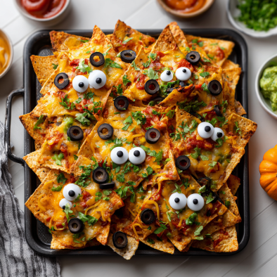 Amazing Halloween Nachos for Bewitching Party Food 8 Plated Halloween nachos with spooky garnishes