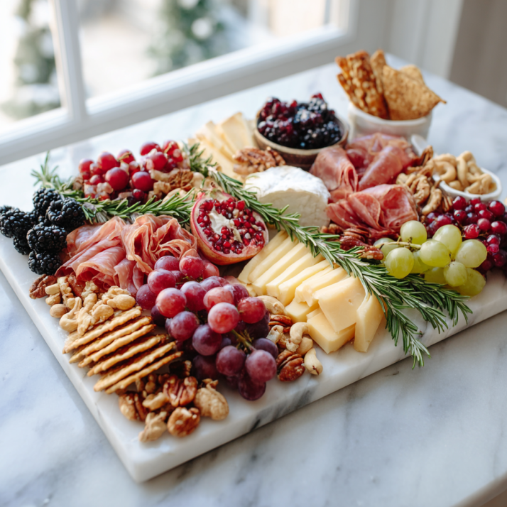 Completed holiday charcuterie board