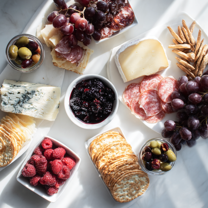 Ingredients for holiday appetizer board