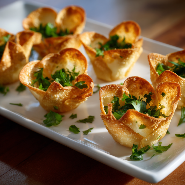 Amazing Spinach & Artichoke Wonton Cups: 10 8 Spinach artichoke wonton cups served on tray
