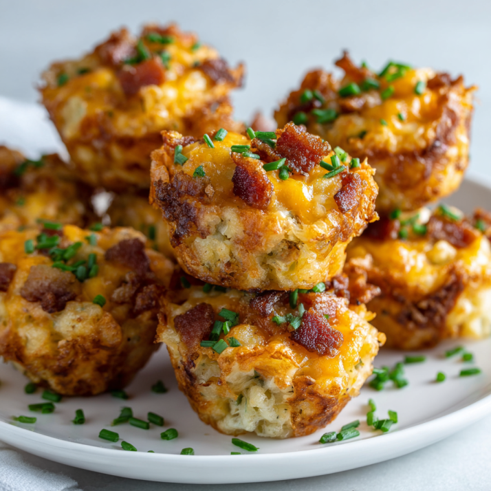 Plated cheesy bacon tater tot cups