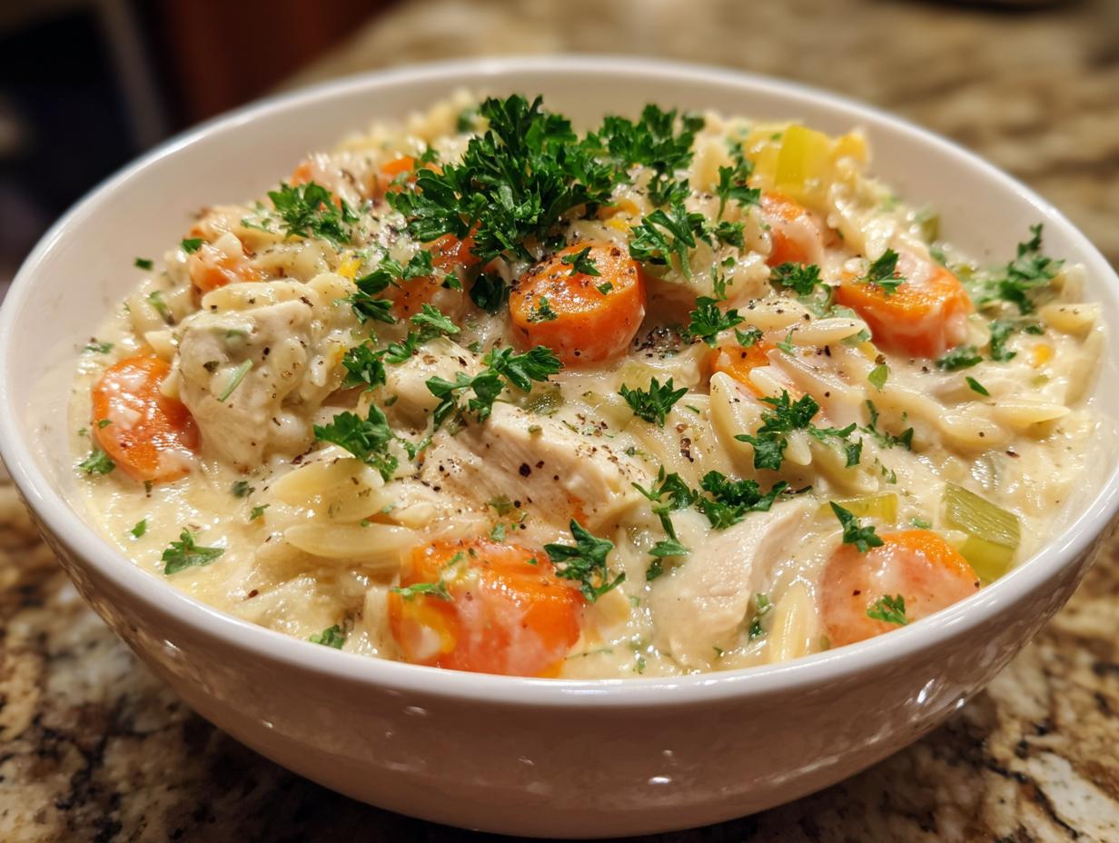 Creamy Chicken Pot Pie ORZO: 1 Cozy Meal 10 Creamy Chicken Pot Pie ORZO – All the Cozy, None of the Crust! - detail 3