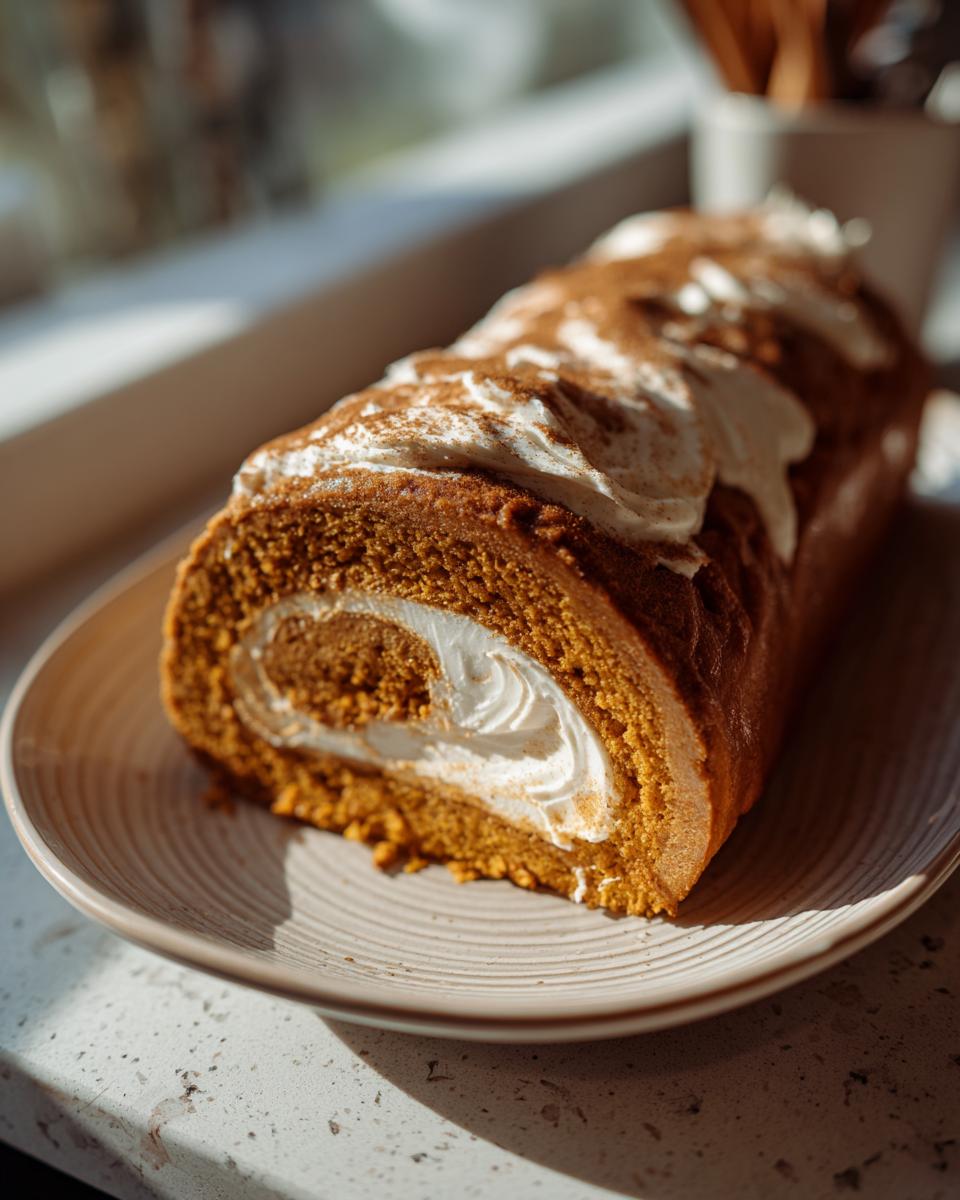 Delicious Creamy Pumpkin Spice Roll Cake