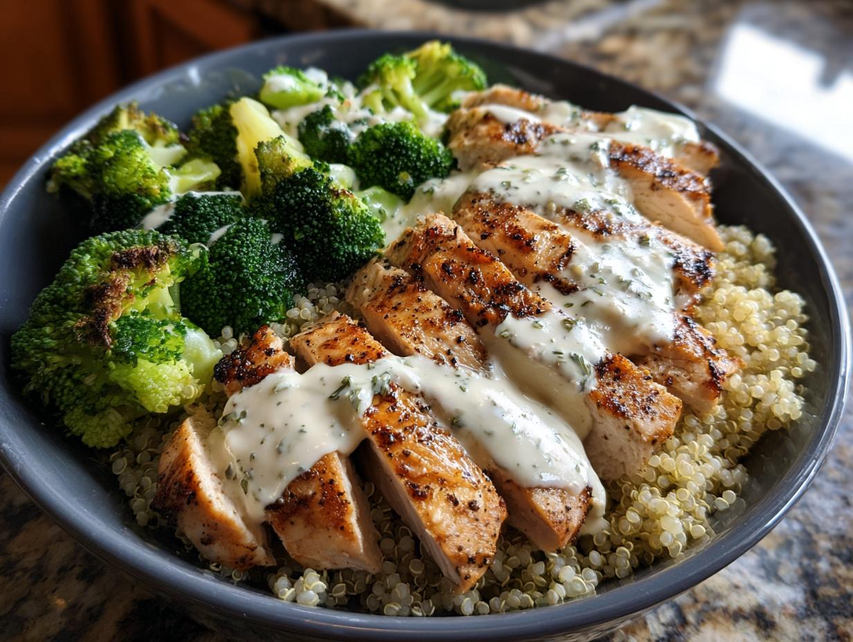 Amazing 30-Min Grilled Chicken & Broccoli Bowls 5 Grilled Chicken & Broccoli Bowls With Creamy Garlic Sauce | Quick & Healthy Dinner - detail 2