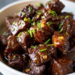 High Protein Slow Cooker Garlic Butter Beef Bites - Easy Dinner Recipe!