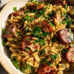 One-Pot Garlic Butter Sausage and Orzo Delight