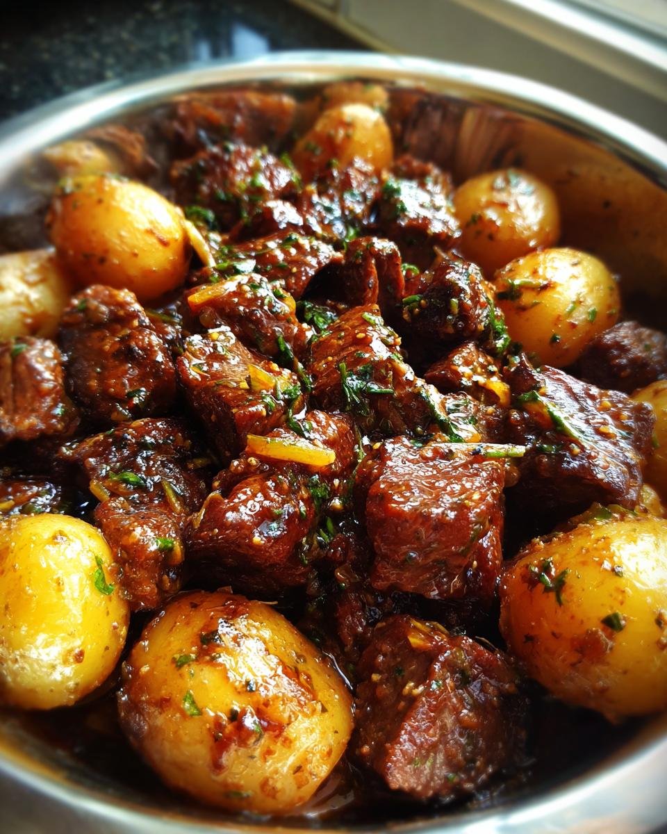 Amazing Slow Cooker Garlic Butter Beef Bites 4 Slow Cooker Garlic Butter Beef Bites with Potatoes - detail 1