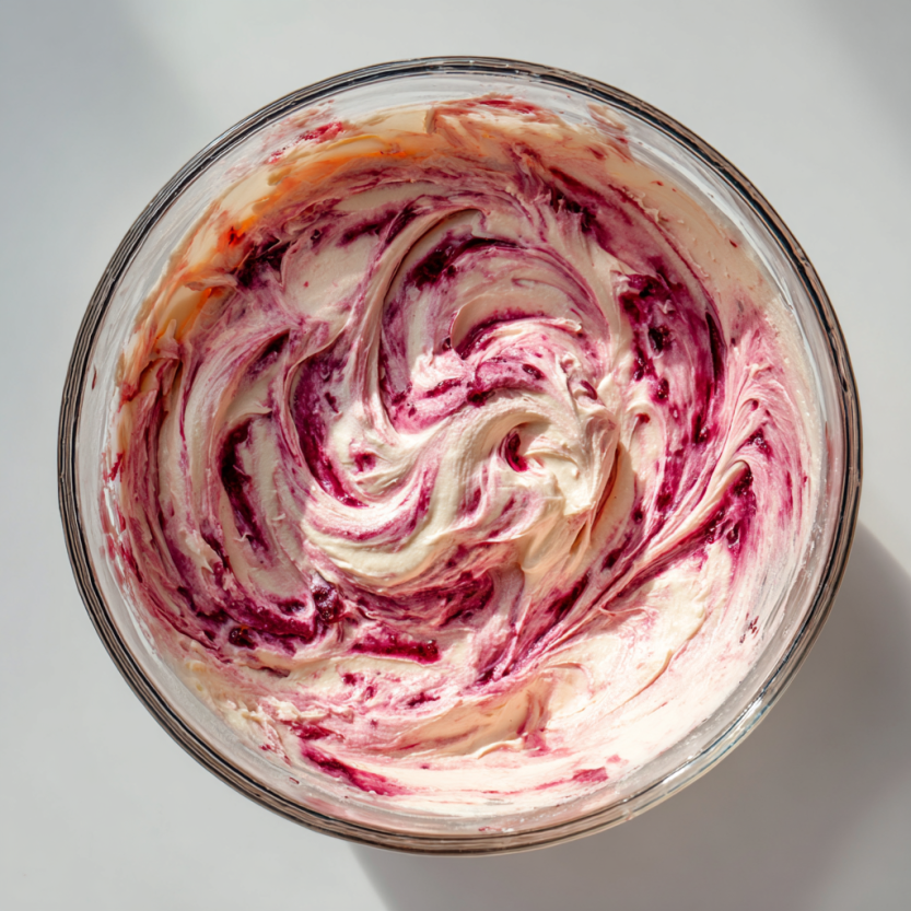 Cranberry cream cheese dip being mixed