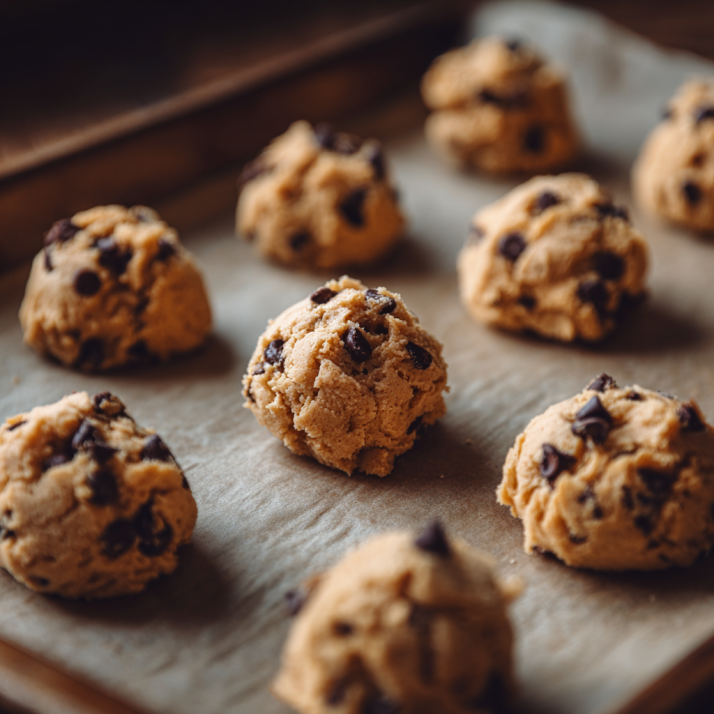 Cookie dough on baking tray
