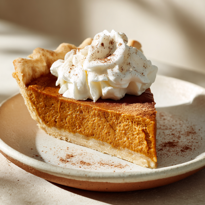 Award-Winning Pumpkin Pie: 1 Creamy Dream 7 Pumpkin pie slice with cream topping