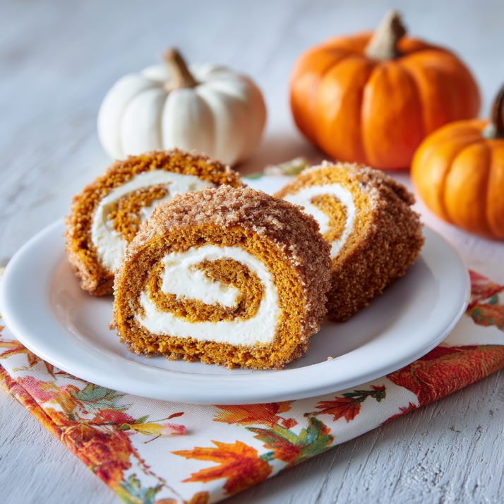 Delicious Creamy Pumpkin Spice Roll Cake 7 Creamy pumpkin spice roll cake slices