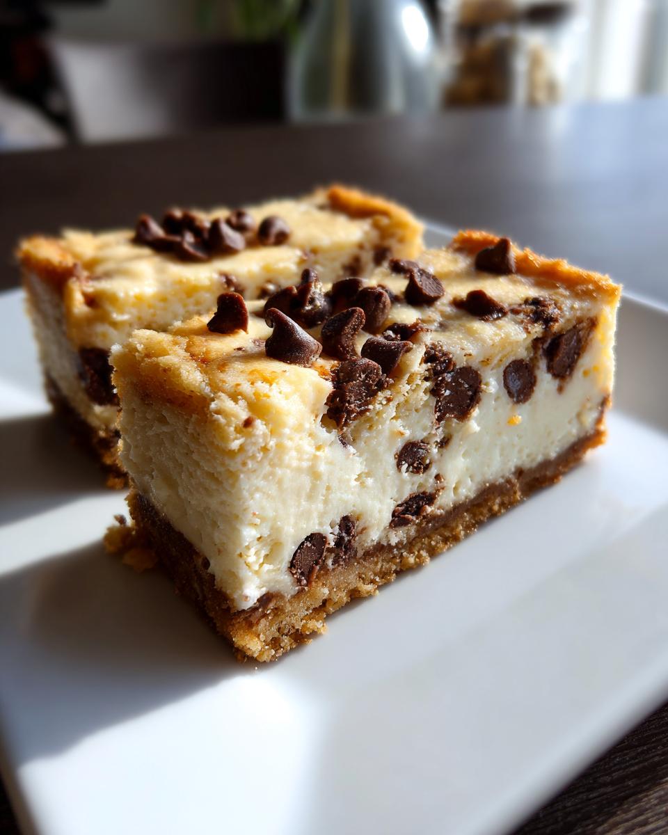 Unbelievably Good: 1-Pan Chocolate Chip Cheesecake Bars 4 Chocolate Chip Cheesecake Bars - detail 1