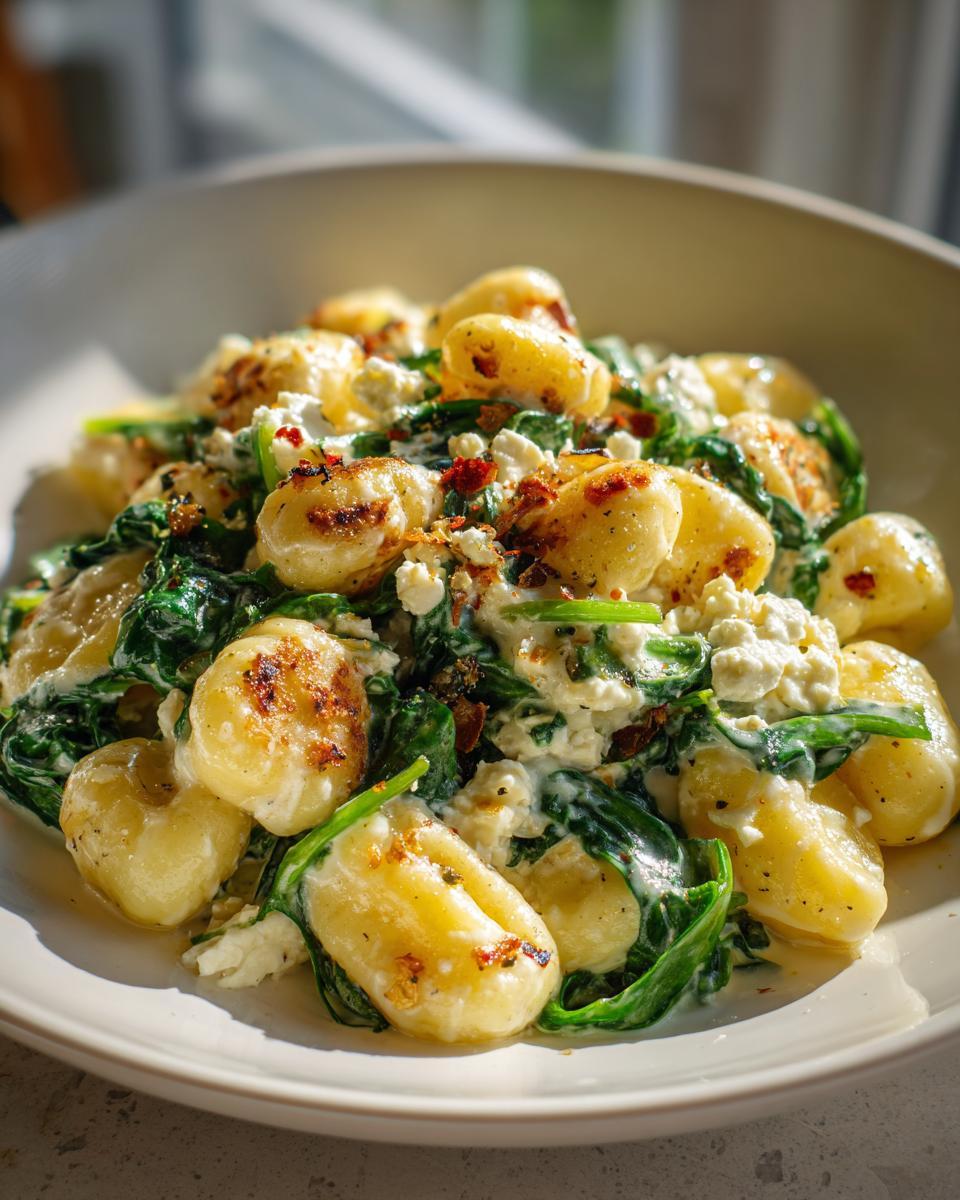 Creamy Gnocchi with Spinach and Feta Recipe | Healthy Dinner Inspiration - detail 2