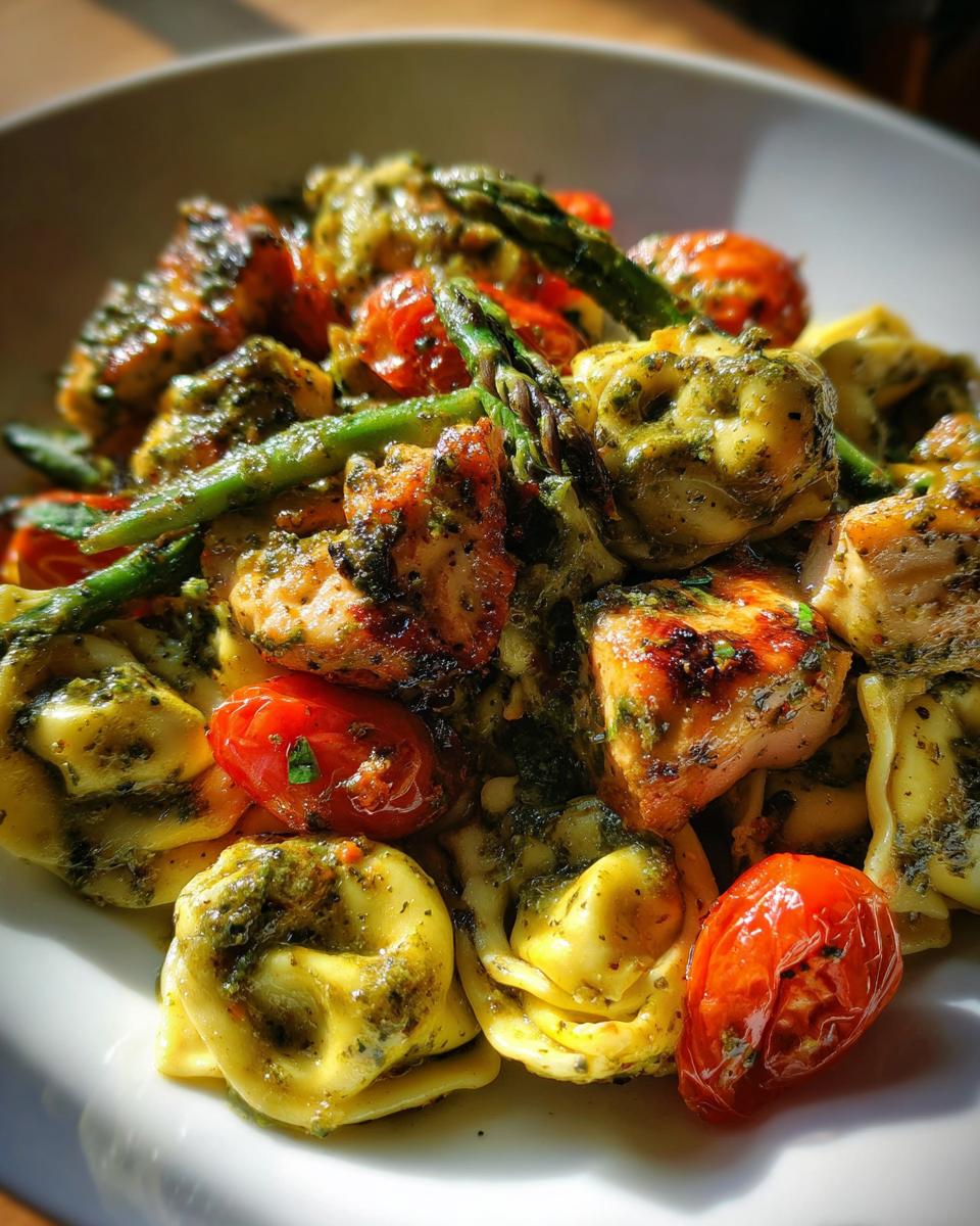 1 Pan, 15 Mins: The Best *Spring and Summer DINNER* 4 Spring and Summer DINNER: One-Pan Pesto Chicken, Tortellini, and Veggies, Asparagus, Tomatoes - detail 1