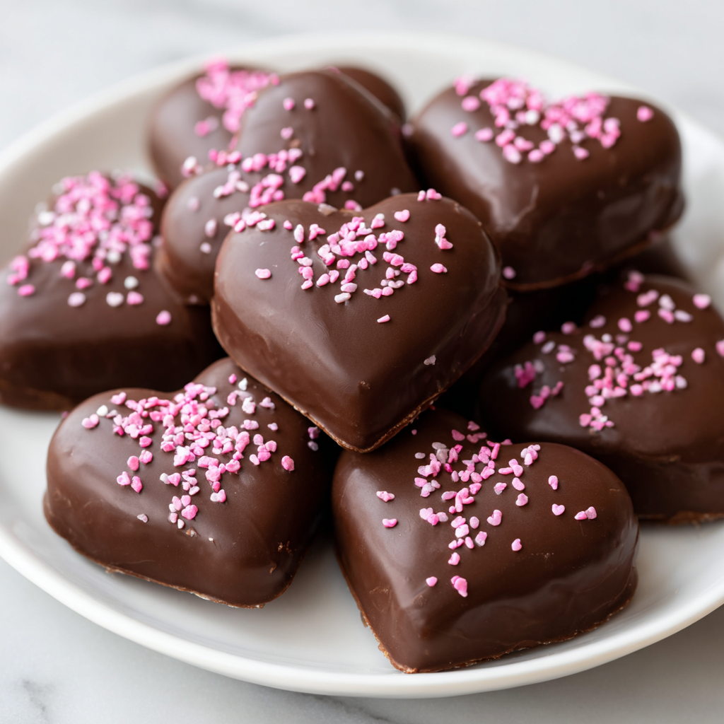 VALENTINE DESSERTS, PINK TREATS & ROMANTIC SWEETS FOR A HEARTWARMING CELEBRATION 1 Chocolate peanut butter Valentine hearts on a plate