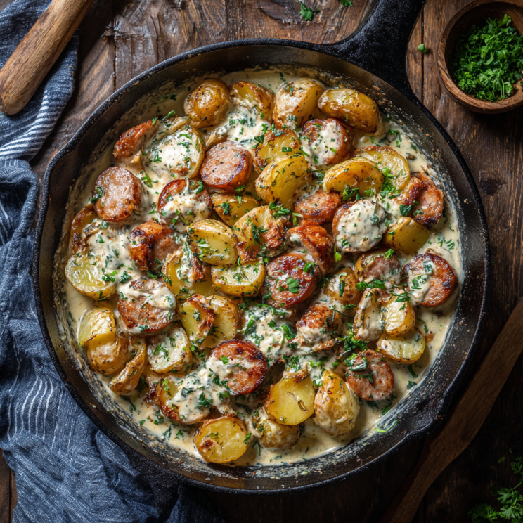 Easy Creamy & One-Pot Dinner Ideas for Fast Weeknight Dinners 8 One-pot ranch sausage and potato skillet