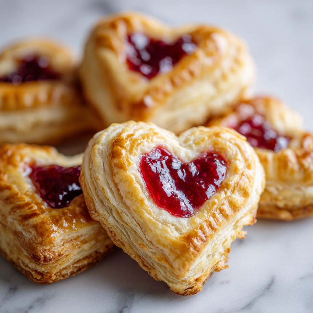 VALENTINE DESSERTS, PINK TREATS & ROMANTIC SWEETS FOR A HEARTWARMING CELEBRATION 6 Puff pastry heart desserts with berry filling