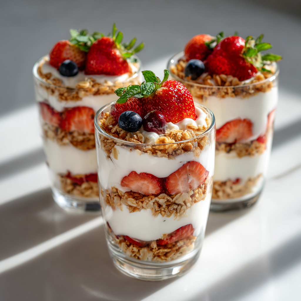 VALENTINE DESSERTS, PINK TREATS & ROMANTIC SWEETS FOR A HEARTWARMING CELEBRATION 18 Strawberry yogurt parfait cups layered with granola