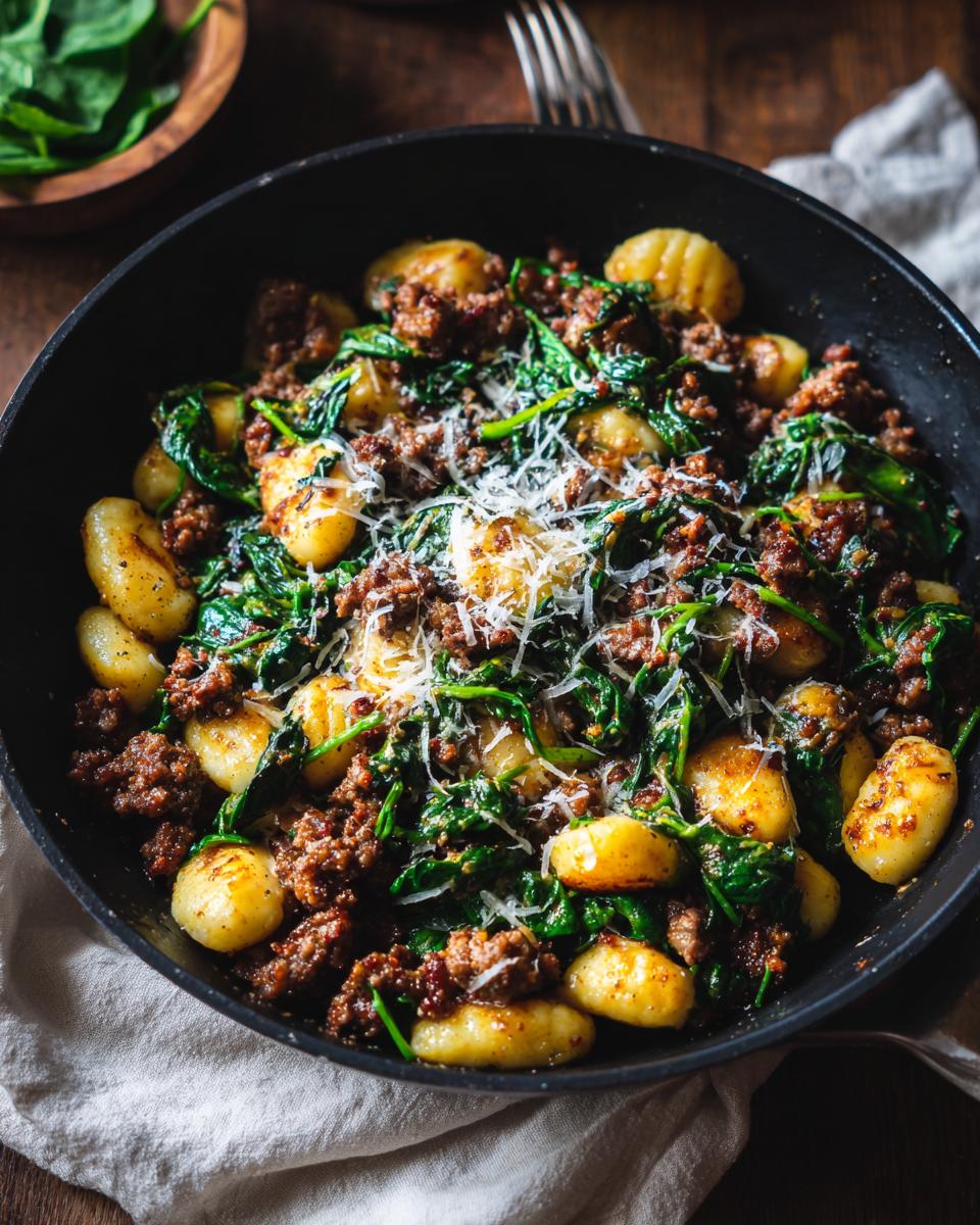 Garlic Sausage & Spinach Gnocchi Ready in 15 Minutes! 4 Garlic Sausage & Spinach Gnocchi Skillet (15 Minutes) - detail 1