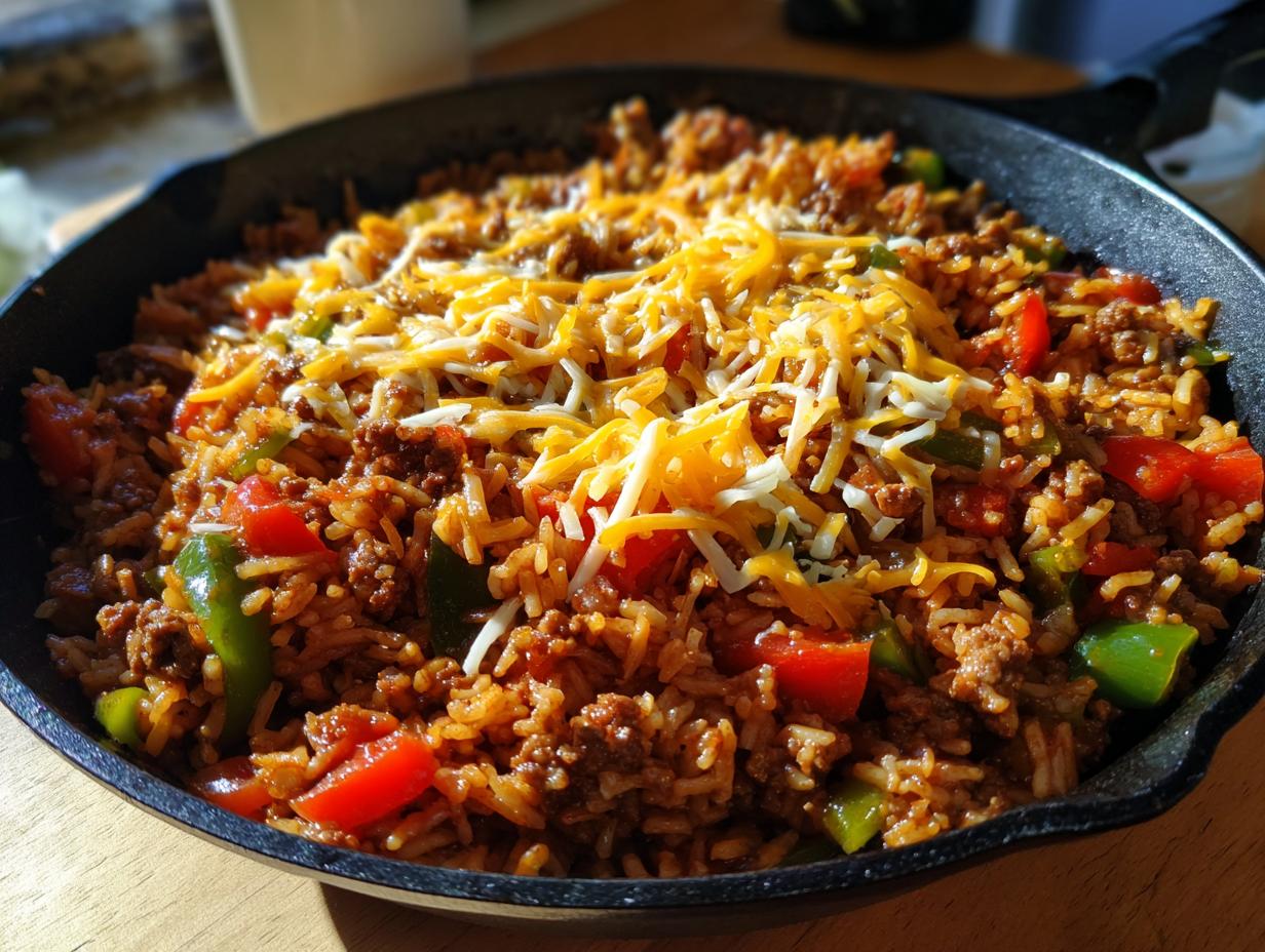 1 Pan, 40 Mins! One-Pan Mexican Rice & Beef 5 One-Pan Mexican Rice & Ground Beef Skillet (No Pasta) - detail 2