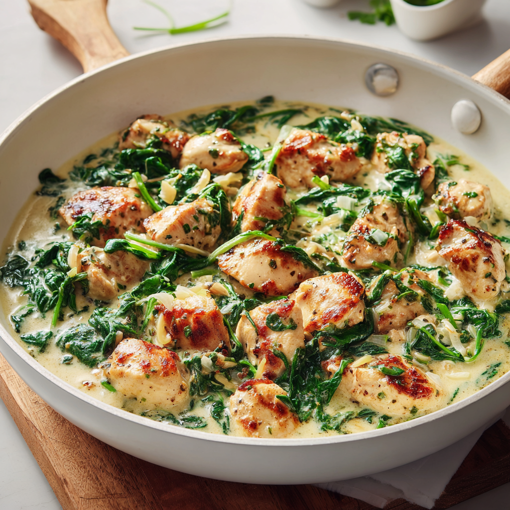 Creamy Chicken Comfort Dinner Recipes with spinach