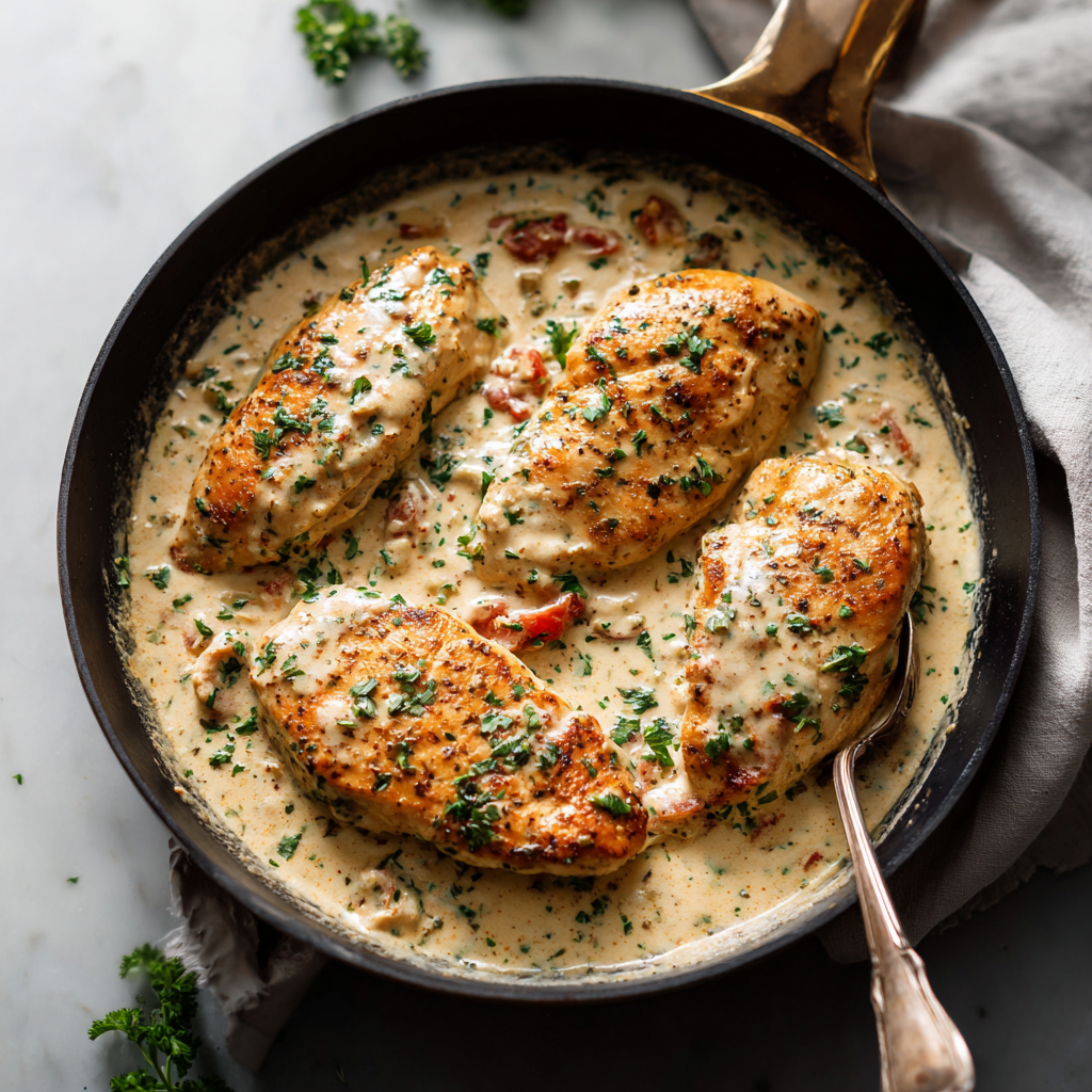 Garlic parmesan and Tuscan chicken recipes skillet