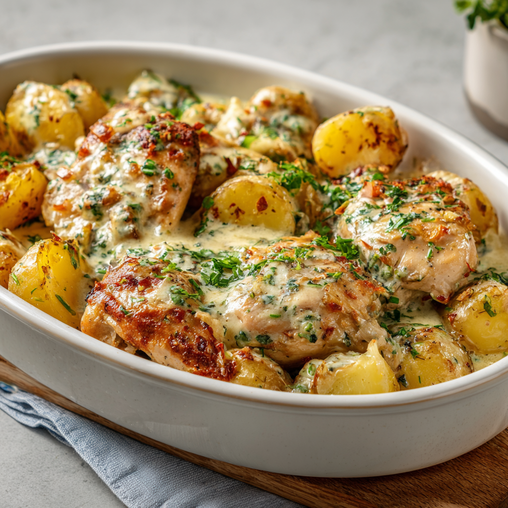 One-pan creamy chicken dinner with parmesan