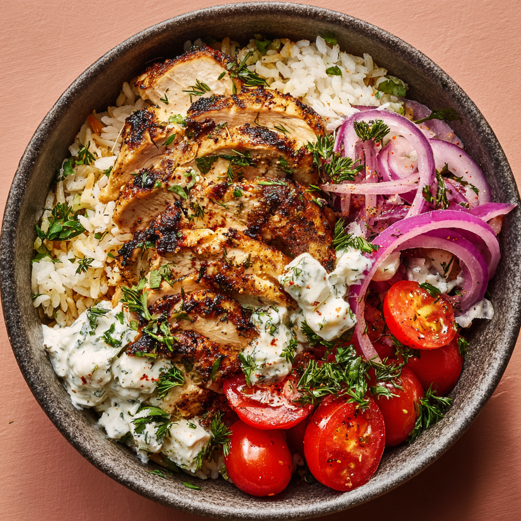 Easy Chicken and Comfort Dinner Recipes: A Complete Guide to One-Pan, One-Pot Family Favorites 17 Greek chicken rice bowls