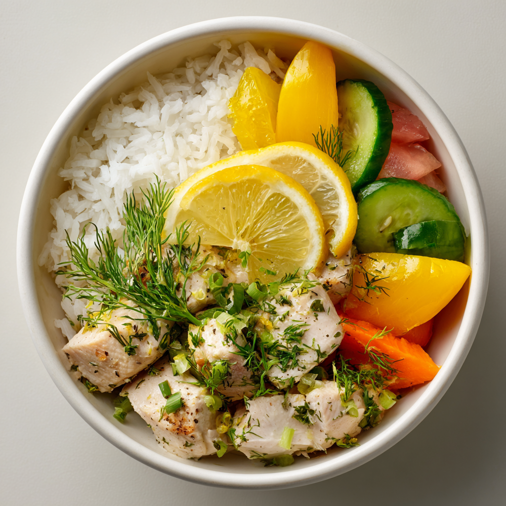 Easy Chicken and Comfort Dinner Recipes: A Complete Guide to One-Pan, One-Pot Family Favorites 13 Mediterranean lemon dill chicken bowl
