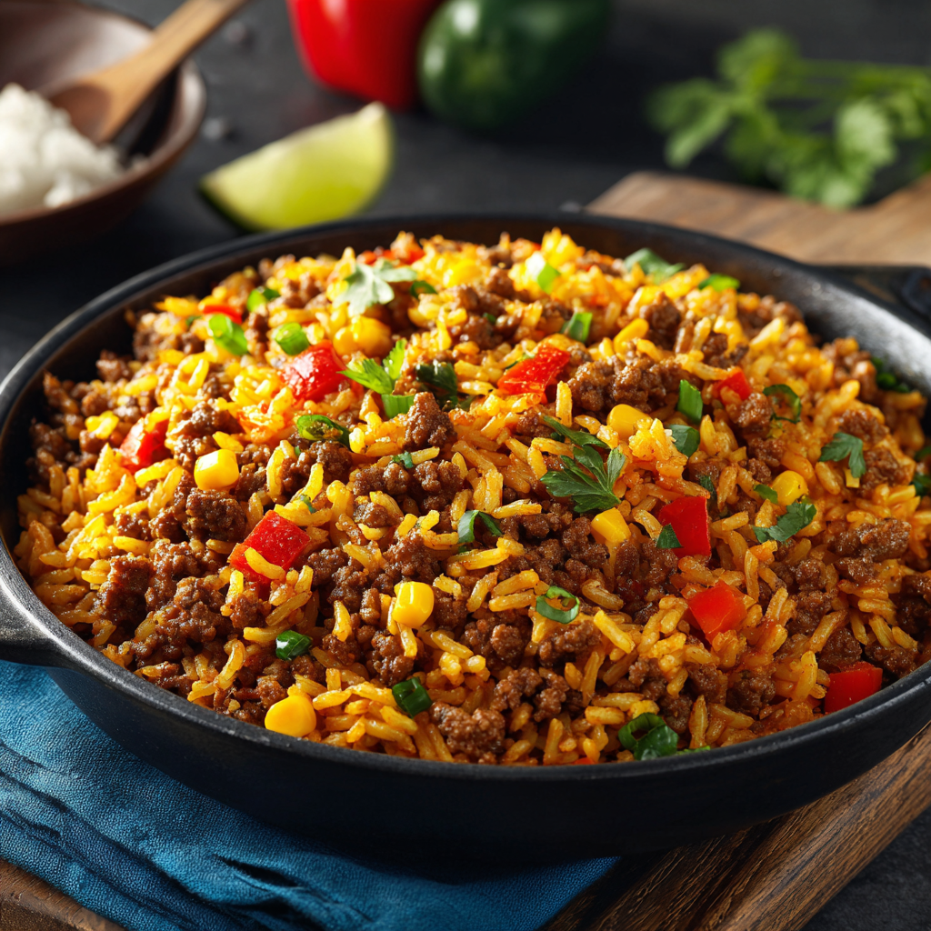 Easy One-Pan & Skillet Dinners: 21 Skillet Chicken, Beef & Keto Recipes 6 One-pan Mexican rice and beef
