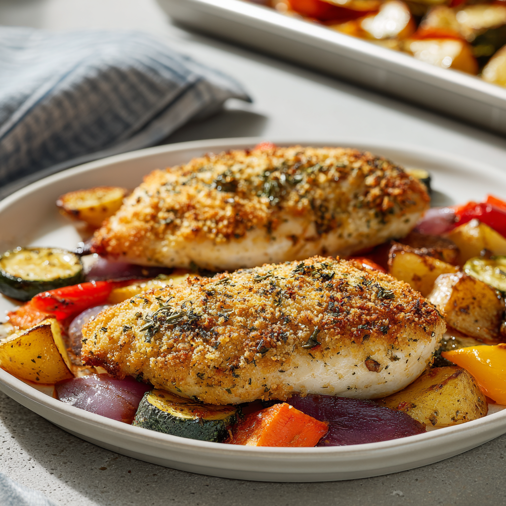 Easy Chicken and Comfort Dinner Recipes: A Complete Guide to One-Pan, One-Pot Family Favorites 1 Parmesan crusted chicken sheet pan dinner