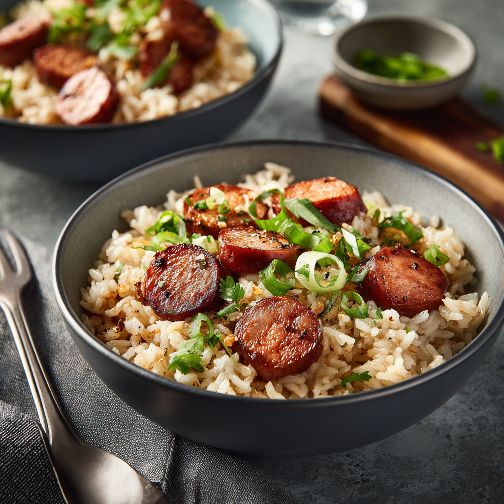 Easy One-Pan & Skillet Dinners: 21 Skillet Chicken, Beef & Keto Recipes 16 Smoky sausage rice skillet