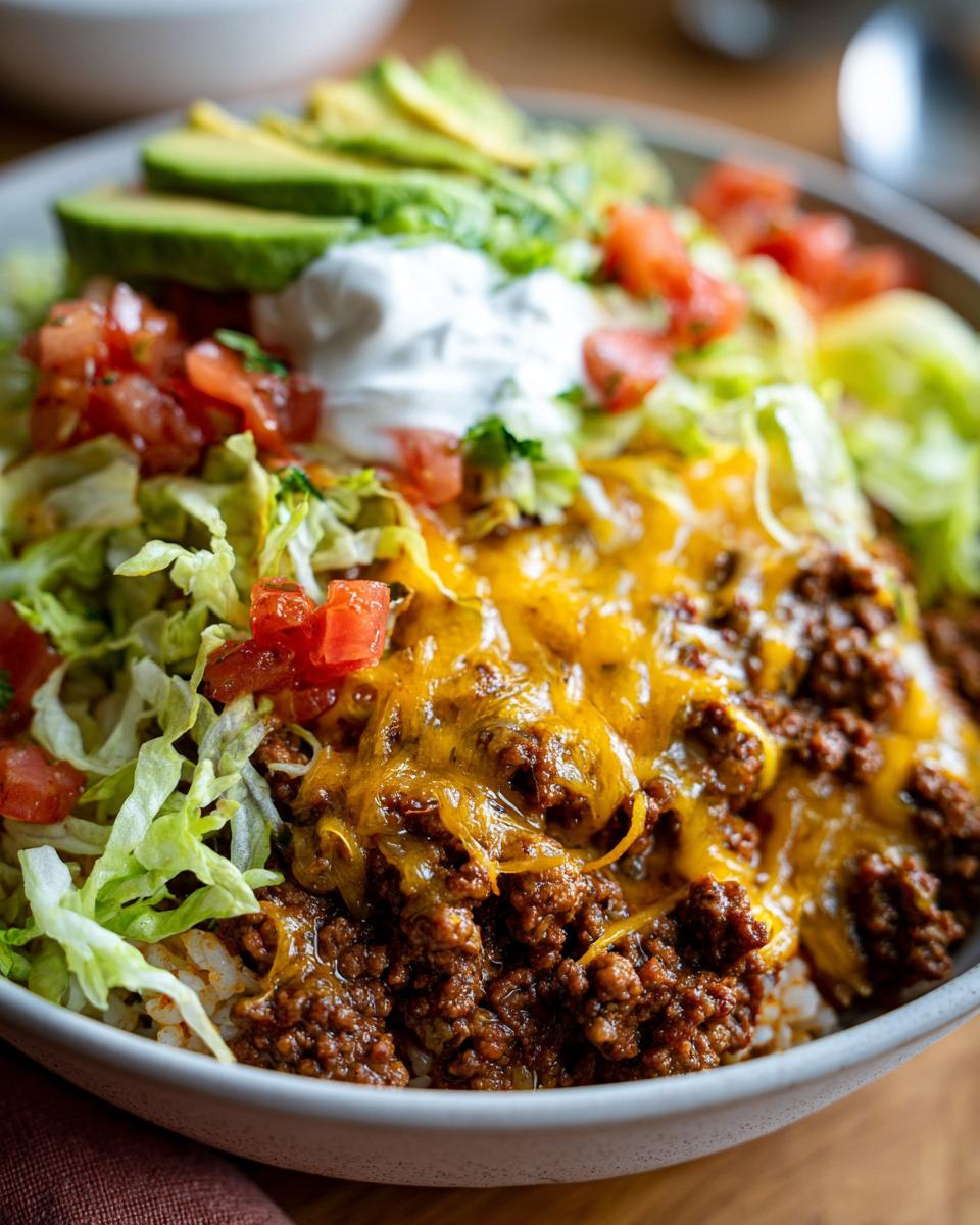 Unbelievable! 30-Min Cheesy Keto Taco Beef Bowl 4 Cheesy Keto Taco Beef Bowl (No Casserole) - detail 1
