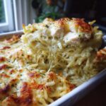 Chicken Alfredo Casserole (No Boil Pasta)
