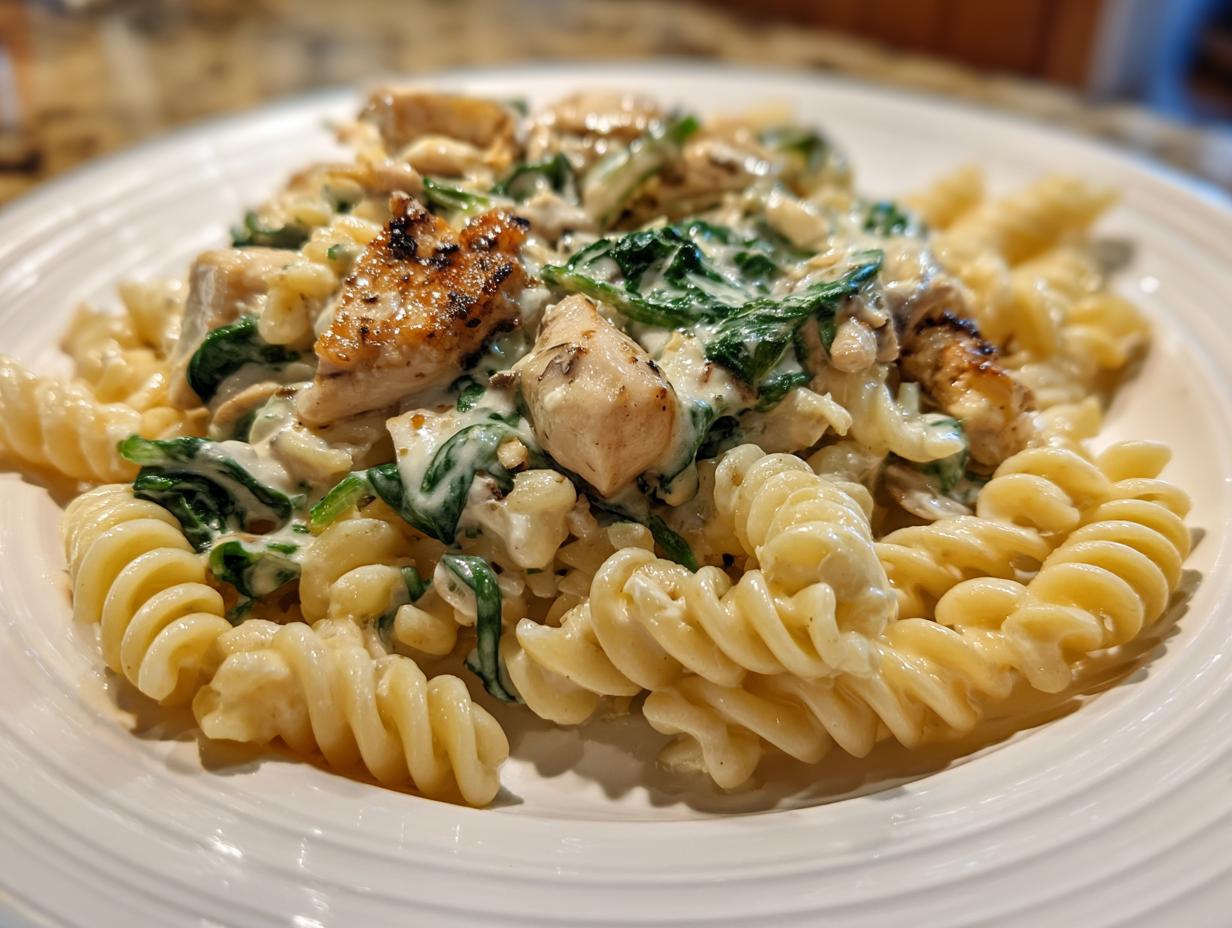 Chicken Spinach Pasta Skillet (Light Cream Sauce) - detail 1