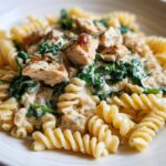Chicken Spinach Pasta Skillet (Light Cream Sauce)