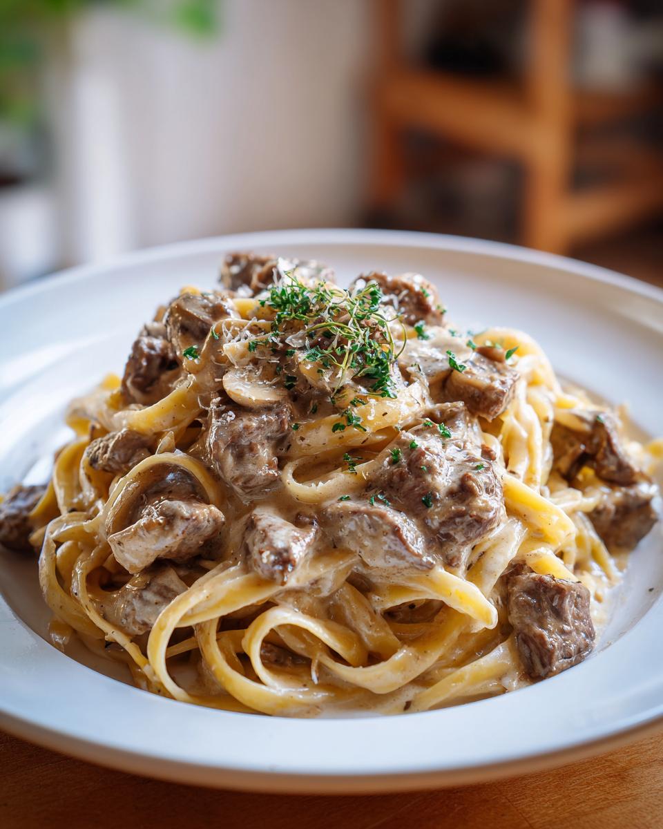 Melt Your Heart: Creamy Beef & Mushroom Pasta (No Spices) 4 Creamy Beef & Mushroom Pasta (No Spices) - detail 1