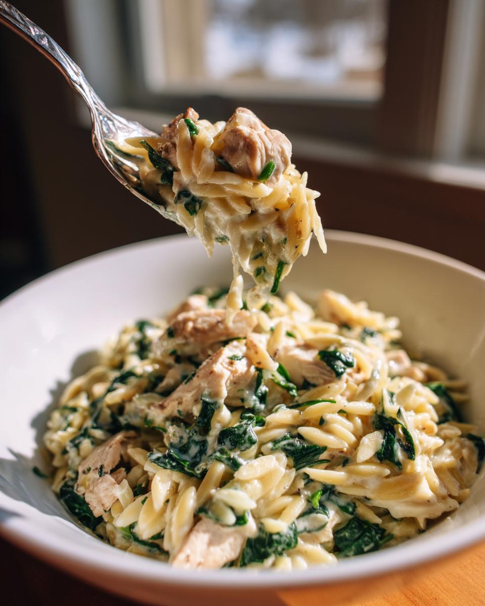 Unbelievable: 1 Creamy Chicken & Spinach Orzo! 4 Creamy Chicken & Spinach Orzo (No Sausage) - detail 1