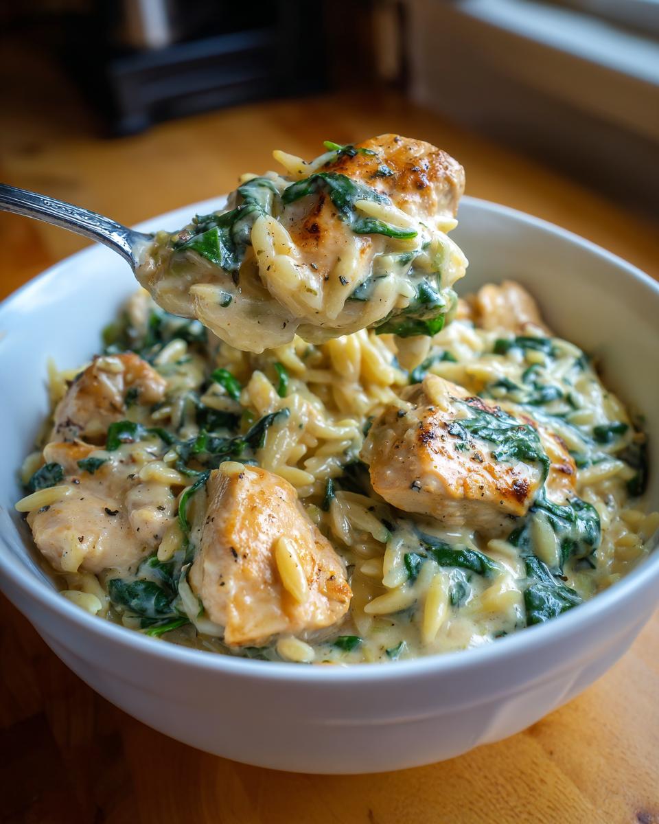Unbelievable: 1 Creamy Chicken & Spinach Orzo! 5 Creamy Chicken & Spinach Orzo (No Sausage) - detail 2