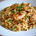 Creamy French Onion Chicken Orzo Dinner