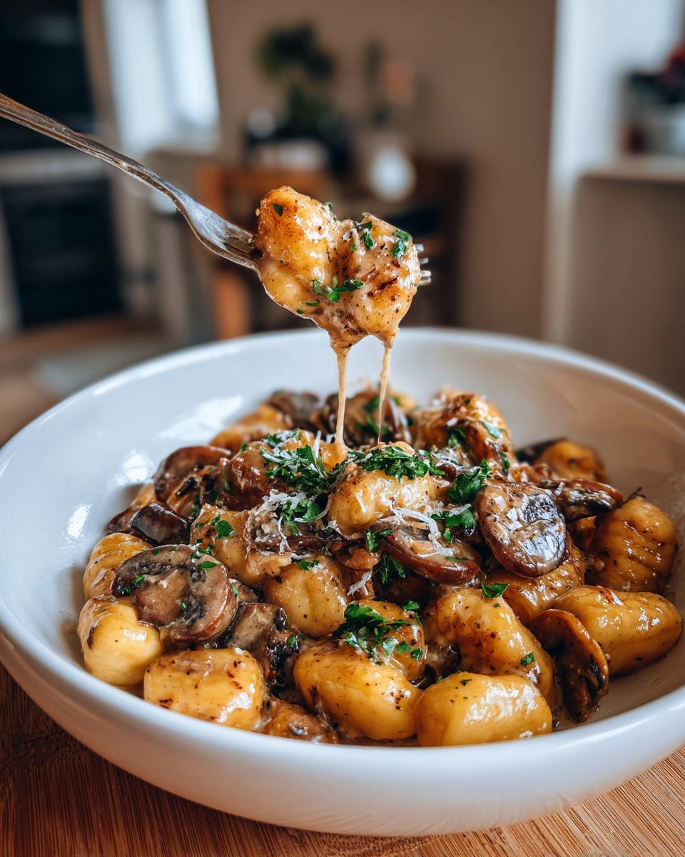 4 Ingredients to Make Delicious Creamy Mushroom Gnocchi! 4 Creamy Mushroom Gnocchi (Vegetarian) - detail 1