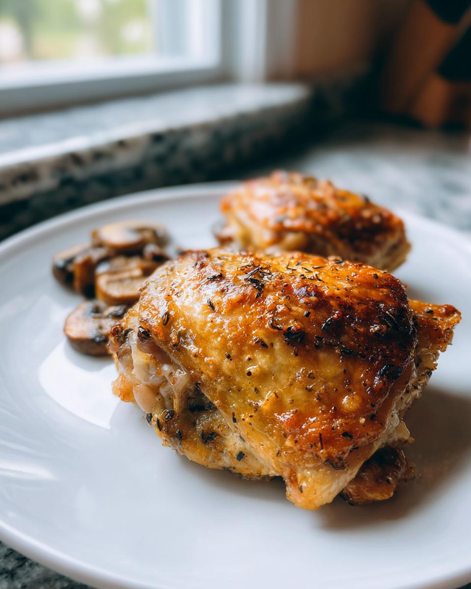 Golden Seared Garlic Mushroom Chicken Thighs: 1 Dish, Under 1 Hour 5 Golden Seared Garlic Mushroom Chicken Thighs - detail 2