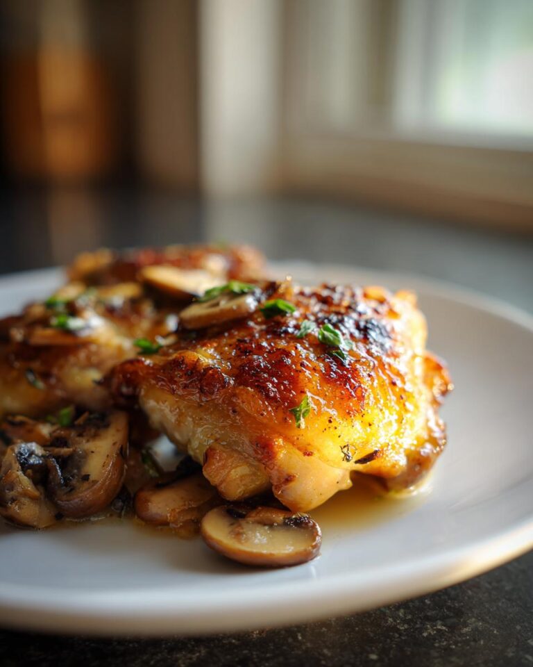 Golden Seared Garlic Mushroom Chicken Thighs