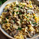 Ground Beef Stroganoff Pasta (Quick Version)